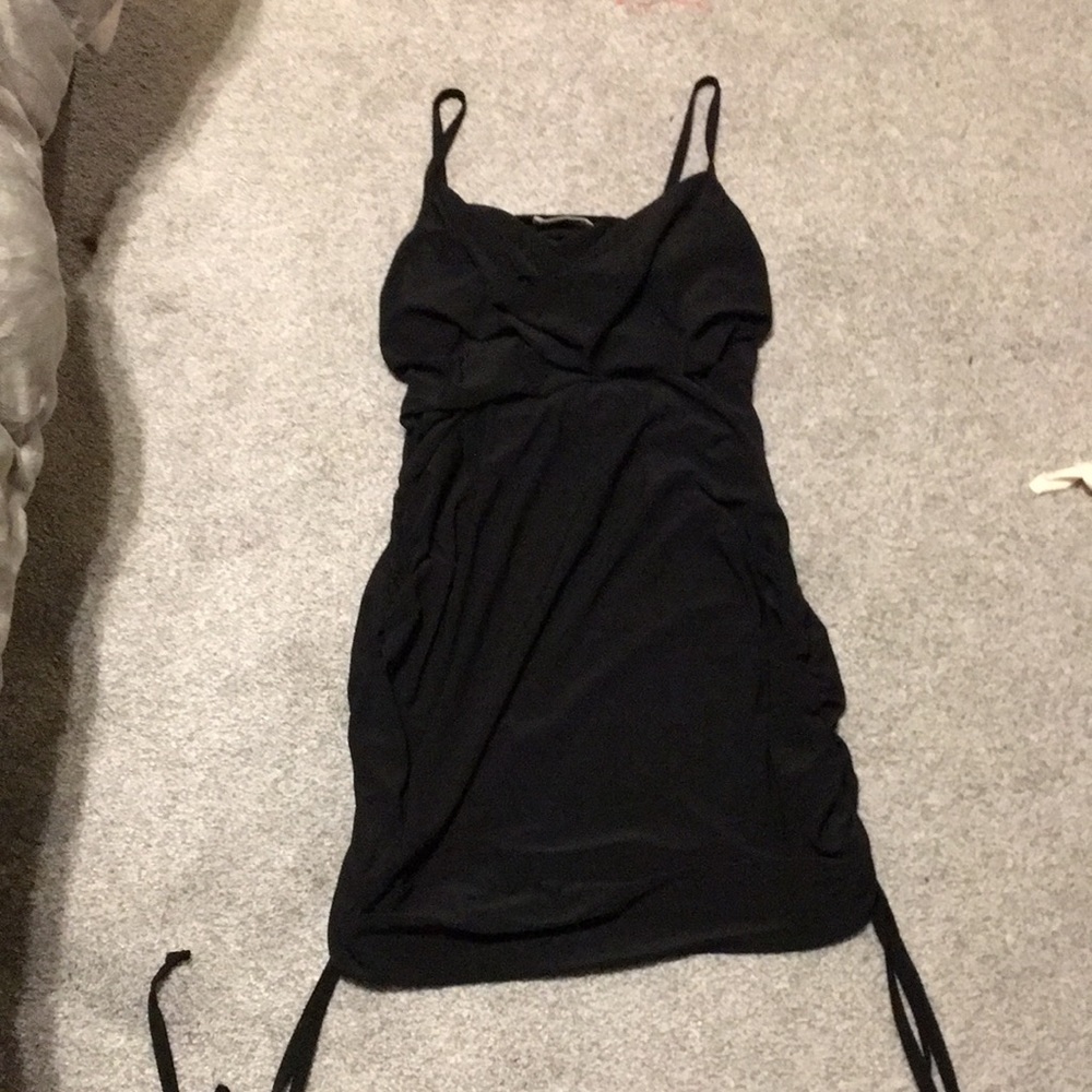 rushed black dress